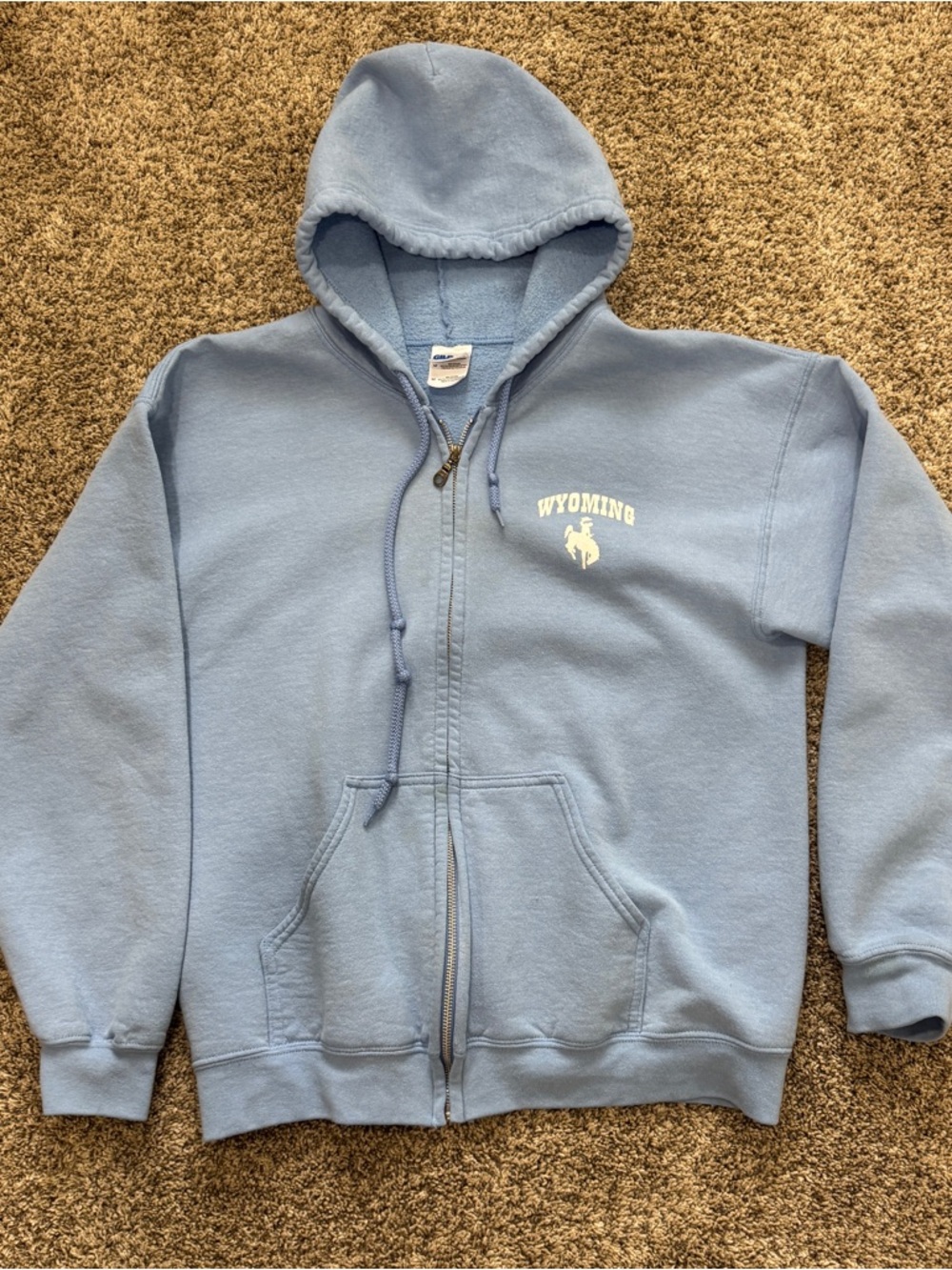 Gildan Light Blue Full-Zip Hoodie with Drawstring